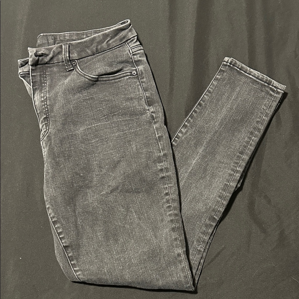 Faded Black Buckle Ankle Skinny Jeans